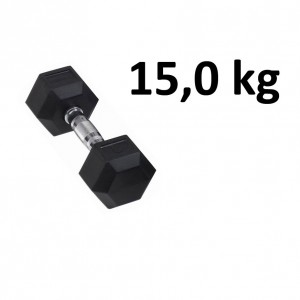 Gummi / Kromhantel HEX Master Fitness 15,0 kg