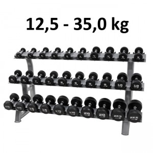 Hantelset 12,5-35,0 kg Rund Gummi / Krom Hantel Master Fitness